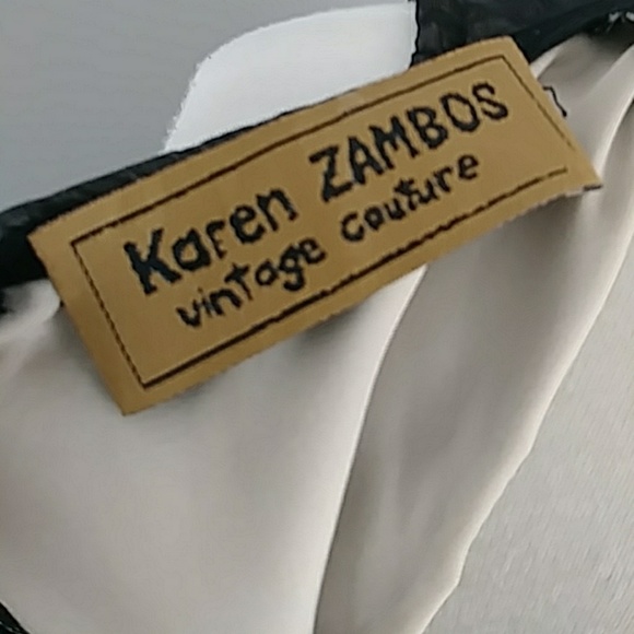 KAREN ZAMBOS VINTAGE COUTURE BLACK/BROWN DRESS - Picture 8 of 8